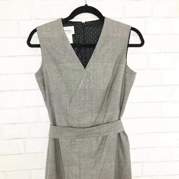Akris Punto Gray Black White Glen Check Belted Professional Dress Women's Size 6 - Picture 2 of 10